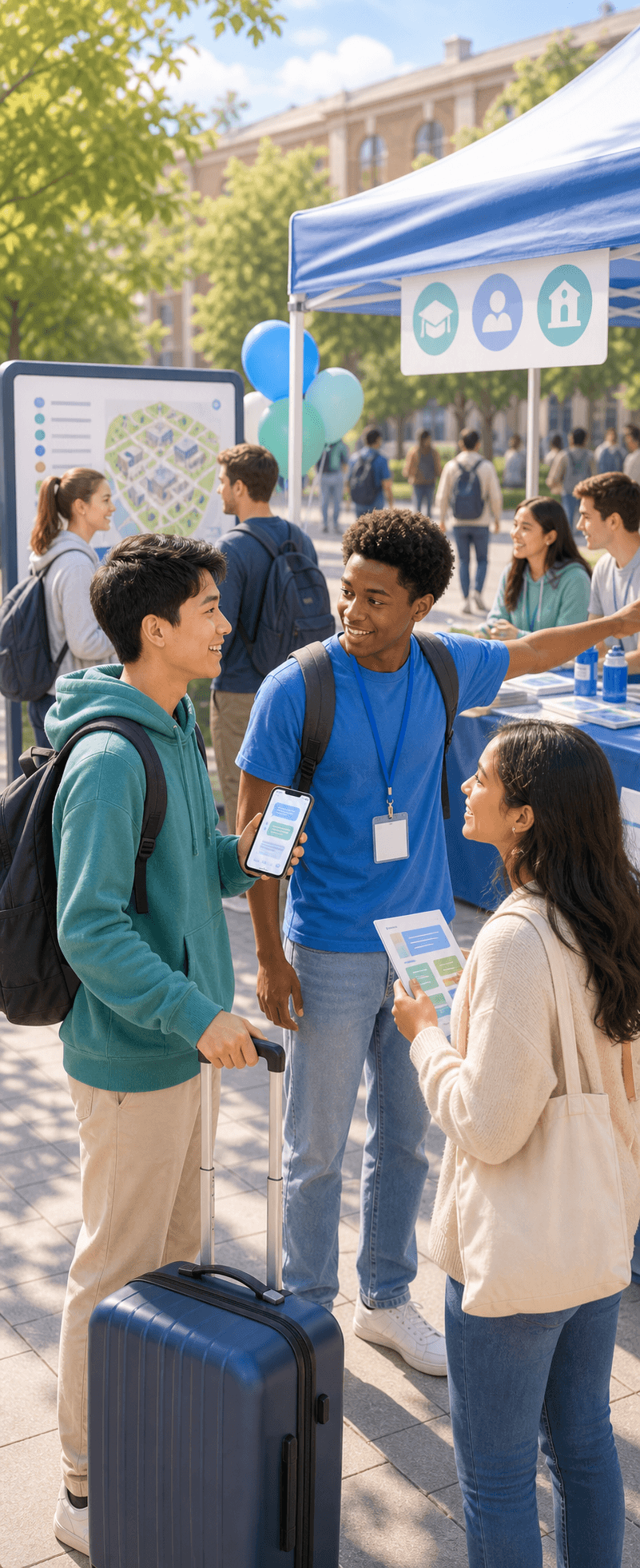 Support international students on campus scene image