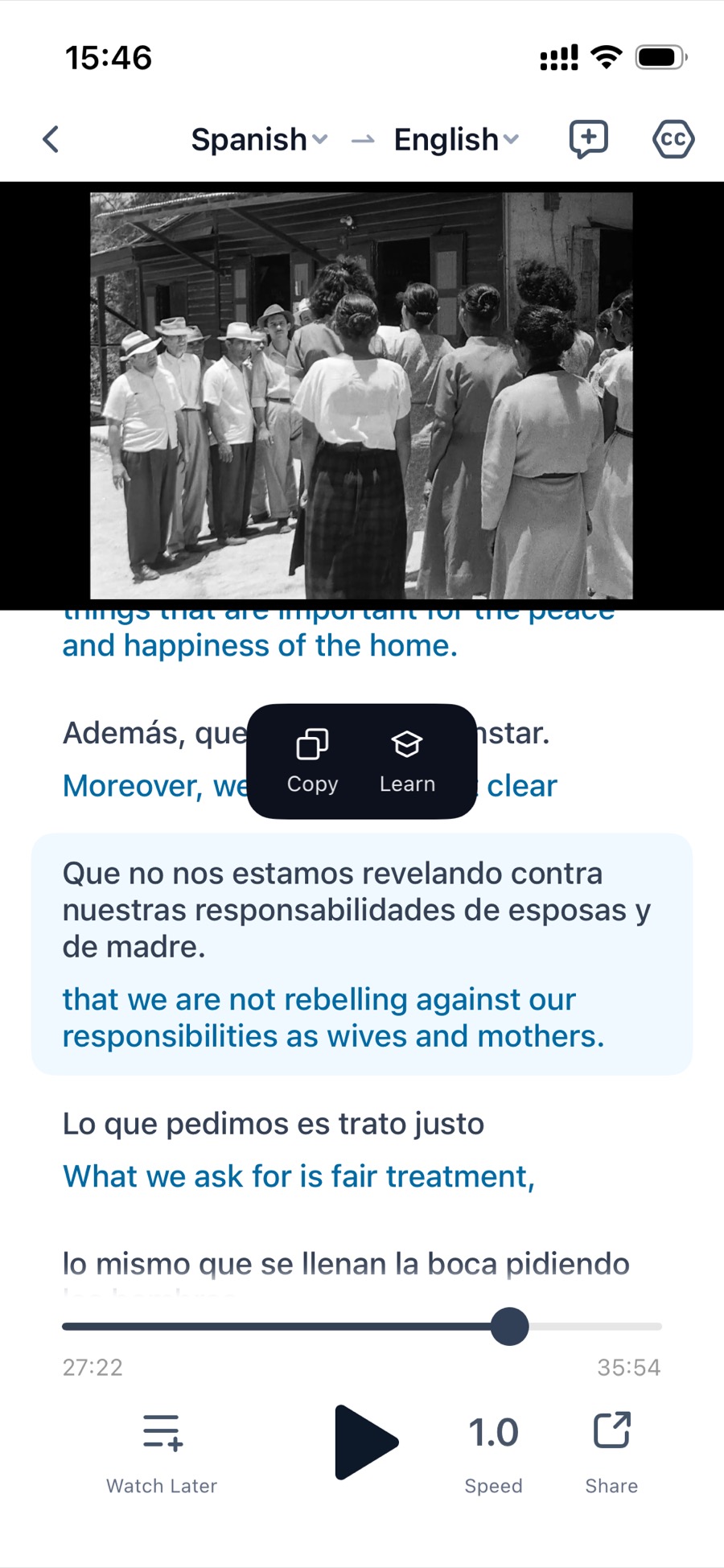 Screenshot showing how to enter learning mode