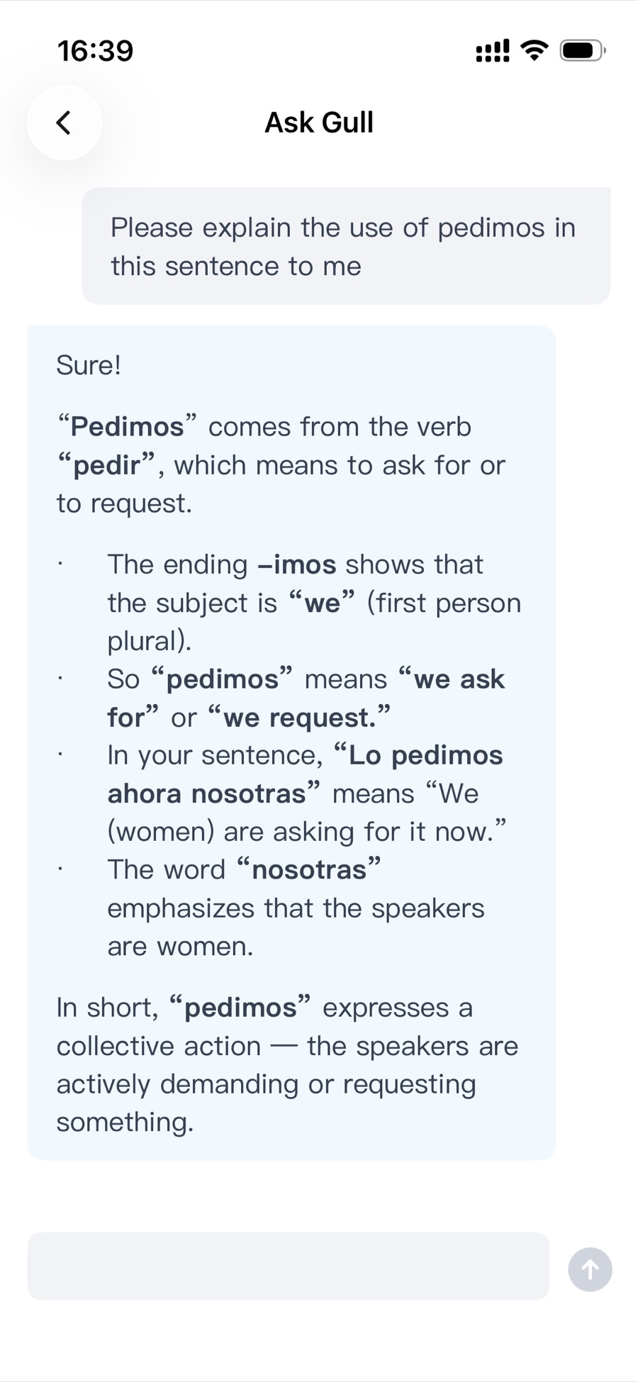 Screenshot of asking AI follow-up questions